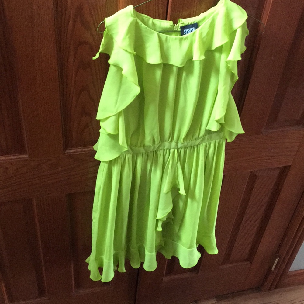 Yellow/green dress.